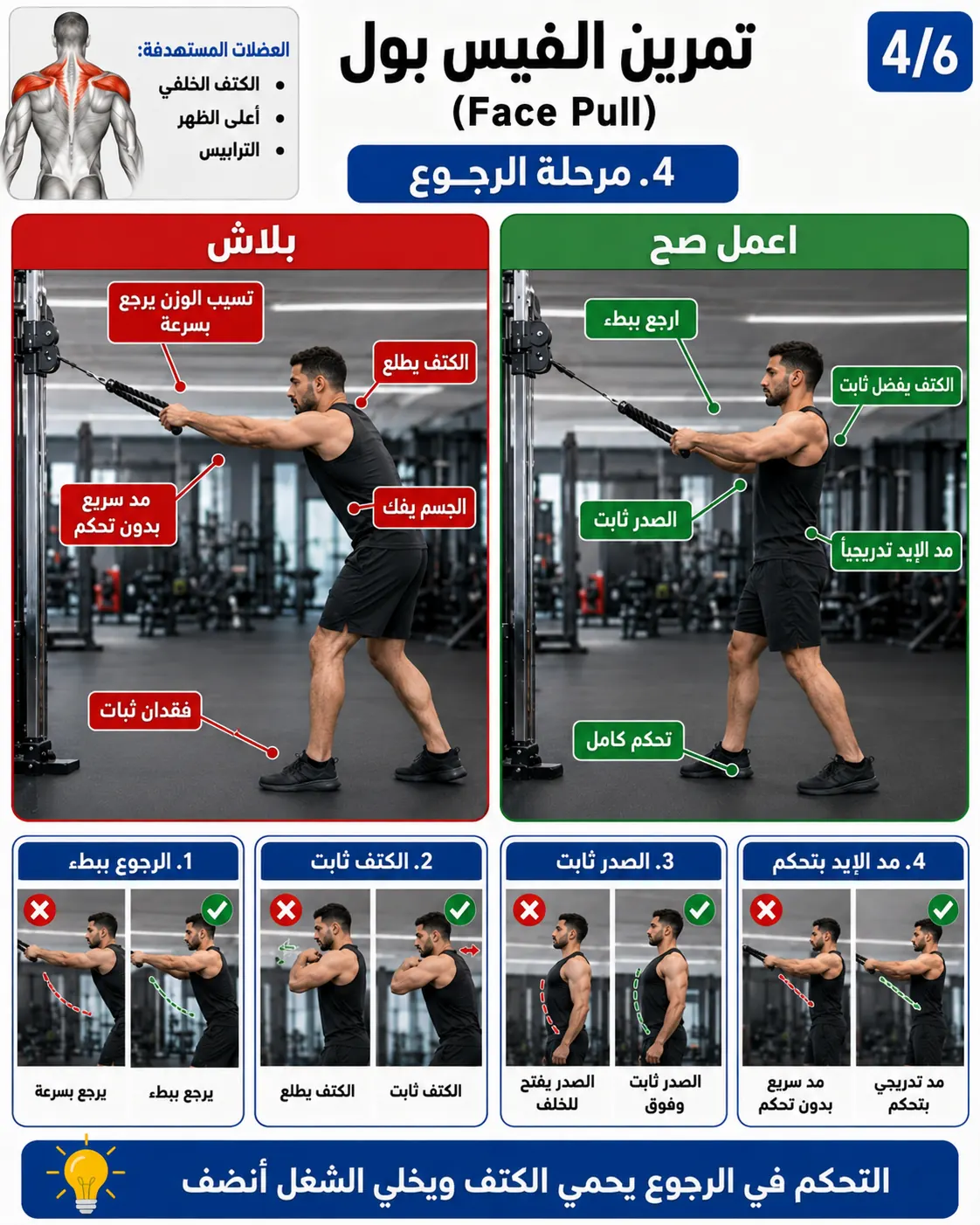 دليل الأداء الصحيح والخاطئ لتمرين فيس بول